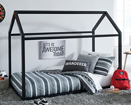 Signature Design by Ashley Flannibrook Contemporary House Bed Frame, Twin, Black