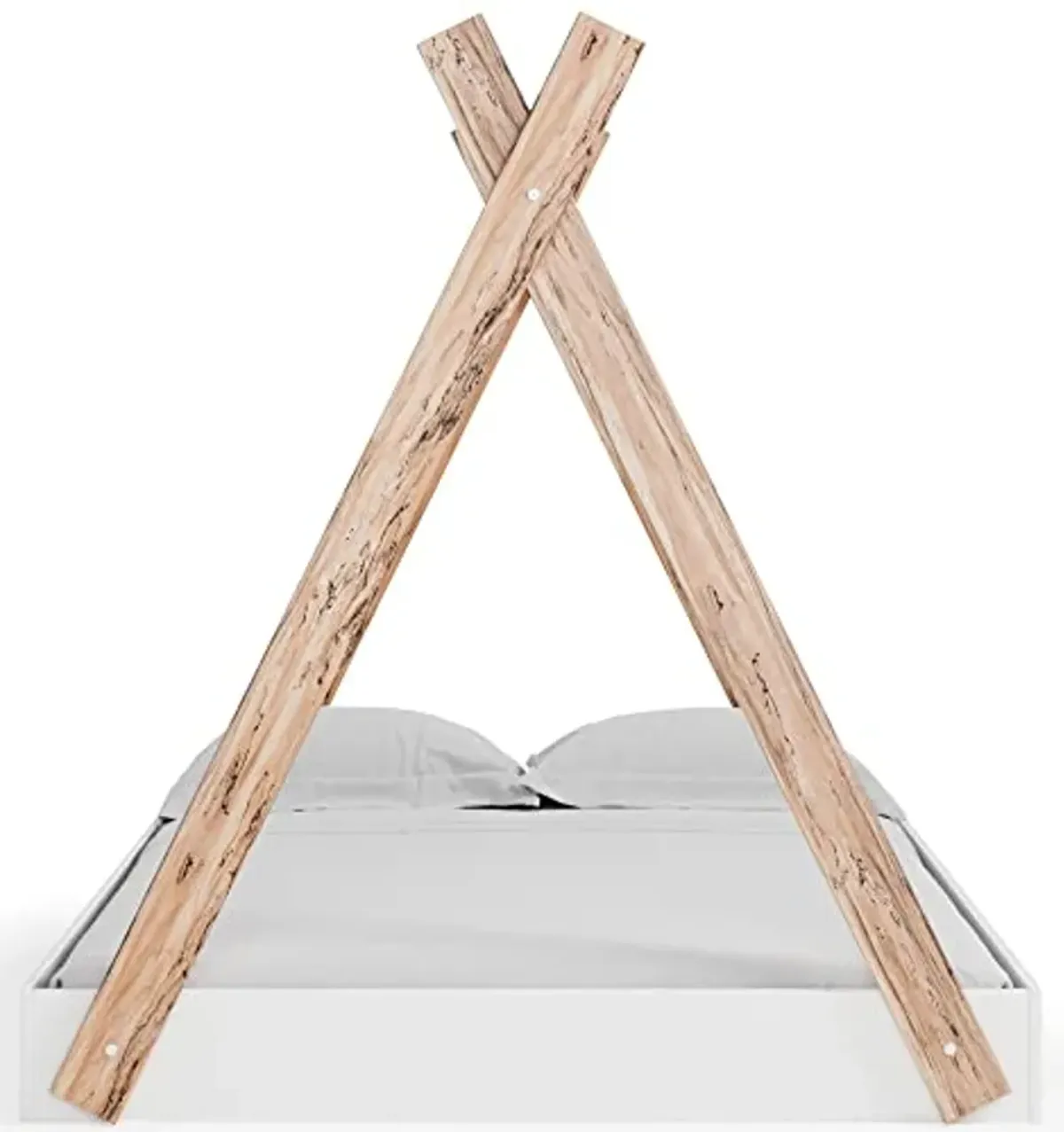 Signature Design by Ashley Piperton Contemporary Youth/Toddler Floor Tent Bed Frame, Full, Natural Wood & White