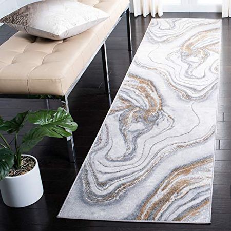 SAFAVIEH Orchard Collection 2'2" x 8' Grey/Gold ORC637G Modern Abstract Living Room Entryway Hallway Bedroom Foyer Accent Runner Rug