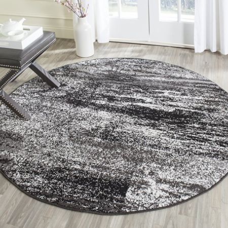 SAFAVIEH Adirondack Collection 5' Round Silver/Black ADR112A Modern Abstract Non-Shedding Living Room Dining Bedroom Foyer Area Rug