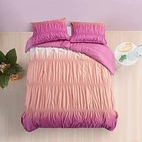 Heritage Kids Warm Ombre Ruched 2 Piece Comforter Set, Twin, Pink and Peach
