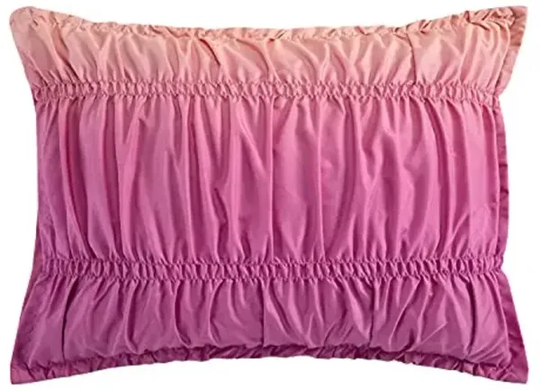 Heritage Kids Warm Ombre Ruched 3 Piece Comforter Set, Full/Queen, Pink and Peach