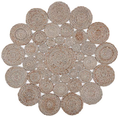 SAFAVIEH Natural Fiber Collection 8' Round Grey NF363C Handmade Boho Charm Farmhouse Premium Jute Living Room Dining Bedroom Foyer Area Rug