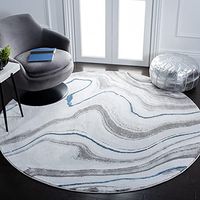 SAFAVIEH Craft Collection 4' Round Grey/Blue CFT819N Modern Abstract Non-Shedding Living Room Dining Bedroom Foyer Area Rug