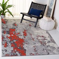 SAFAVIEH Adirondack Collection 4' Square Orange/Grey ADR134P Modern Abstract Non-Shedding Living Room Dining Bedroom Area Rug