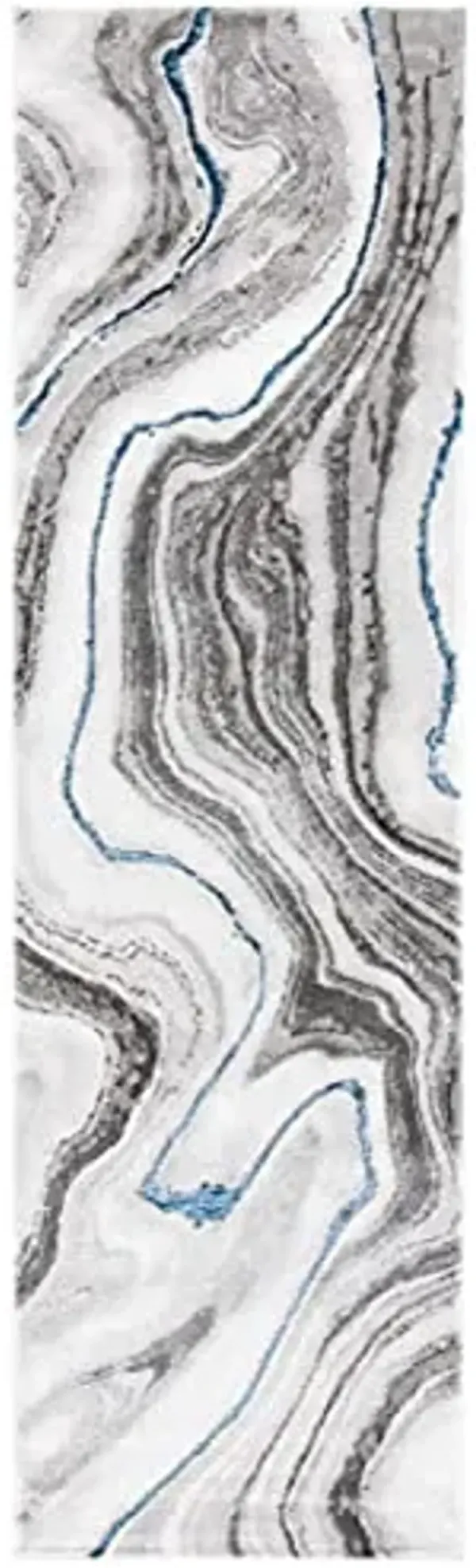SAFAVIEH Craft Collection Runner Rug - 2'3" x 14', Grey & Blue, Modern Abstract Design, Non-Shedding & Easy Care, Ideal for High Traffic Areas in Living Room, Bedroom (CFT819N)