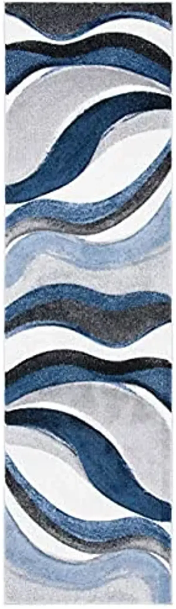 SAFAVIEH Hollywood Collection Runner Rug - 2'3" x 12', Grey & Blue, Mid-Century Modern Design, Non-Shedding & Easy Care, Ideal for High Traffic Areas in Living Room, Bedroom (HLW766F)