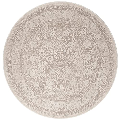 SAFAVIEH Reflection Collection 8' Round Beige/Cream RFT663A Boho Tribal Distressed Living Room Dining Bedroom Foyer Area Rug