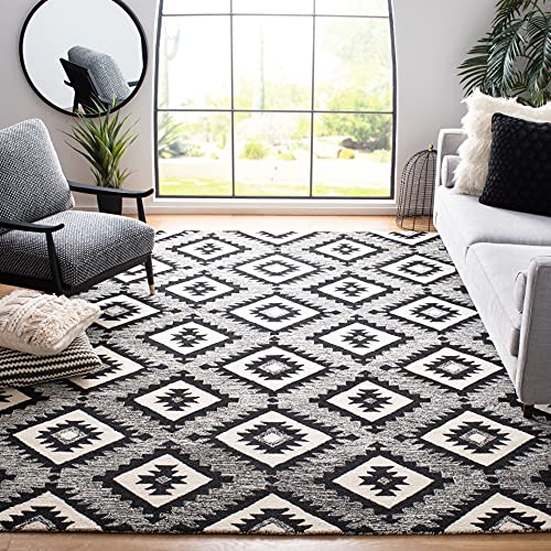 SAFAVIEH Aspen Collection 11' x 15' Charcoal/Black APN813Z Handmade Premium Wool Living Room Dining Bedroom Area Rug