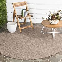 SAFAVIEH Courtyard Collection 4' Round Brown/Beige CY8022 Indoor/ Outside Waterproof Easy cleansingPatio Backyard Mudroom Area Mat