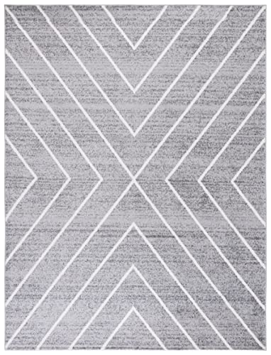 SAFAVIEH Adirondack Collection 9' x 12' Dark Grey/Ivory ADR251H Modern Geometric Non-Shedding Living Room Dining Bedroom Area Rug