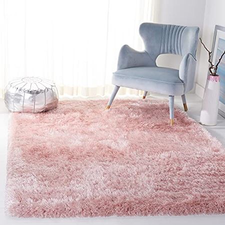 SAFAVIEH Vegas Shag Collection 60' x 60' Square Pink VGS868U Solid 3.15-inch Extra Thick Living Room Dining Bedroom Area Rug