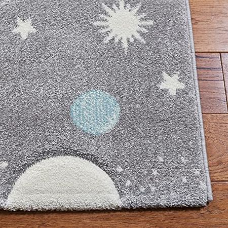 SAFAVIEH Carousel Kids Collection 2' x 3' Grey/Lavender CRK103F Outer Space Non-Shedding Playroom Nursery Bedroom Accent Rug