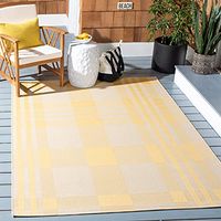 SAFAVIEH Courtyard Collection 5'3" x 7'7" Gold/Beige CY6201 Plaid Indoor/ Outdoor Waterproof Easy Cleaning Patio Backyard Mudroom Area Rug