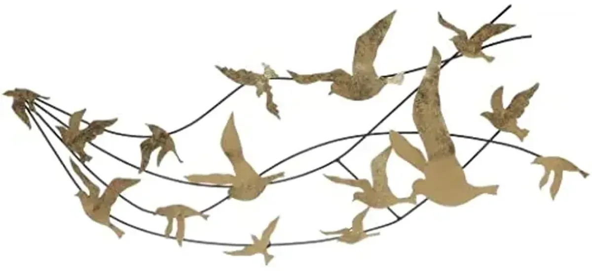 SAFAVIEH Home Collection Amarali Black Metal/Gold Decorative Birds Wall Decor