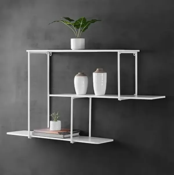 SAFAVIEH Home Collection Anthe Modern White Floating 3-Tier Display Wall Shelf