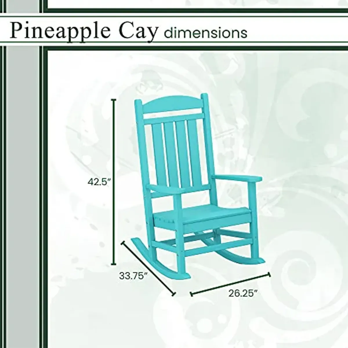 Hanover Weather Pineapple Cay Porch Rocker, 1PC, Aruba Blue