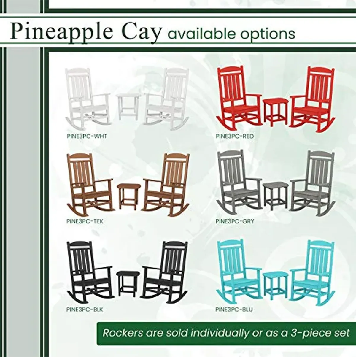 Hanover Weather Pineapple Cay Porch Rocker, 1PC, Aruba Blue