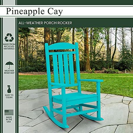 Hanover HVR100AR Blue All-Weather Pineapple Cay Porch Rocker
