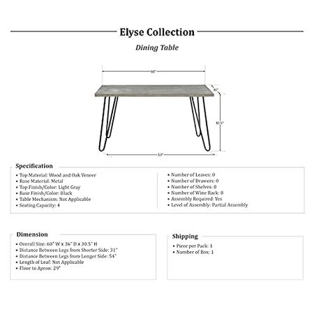 Lexicon Elyse 5-Piece Dining Set, Gray/Orange