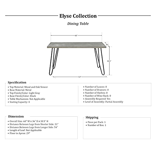 Lexicon Elyse 5-Piece Dining Set, Gray/Orange