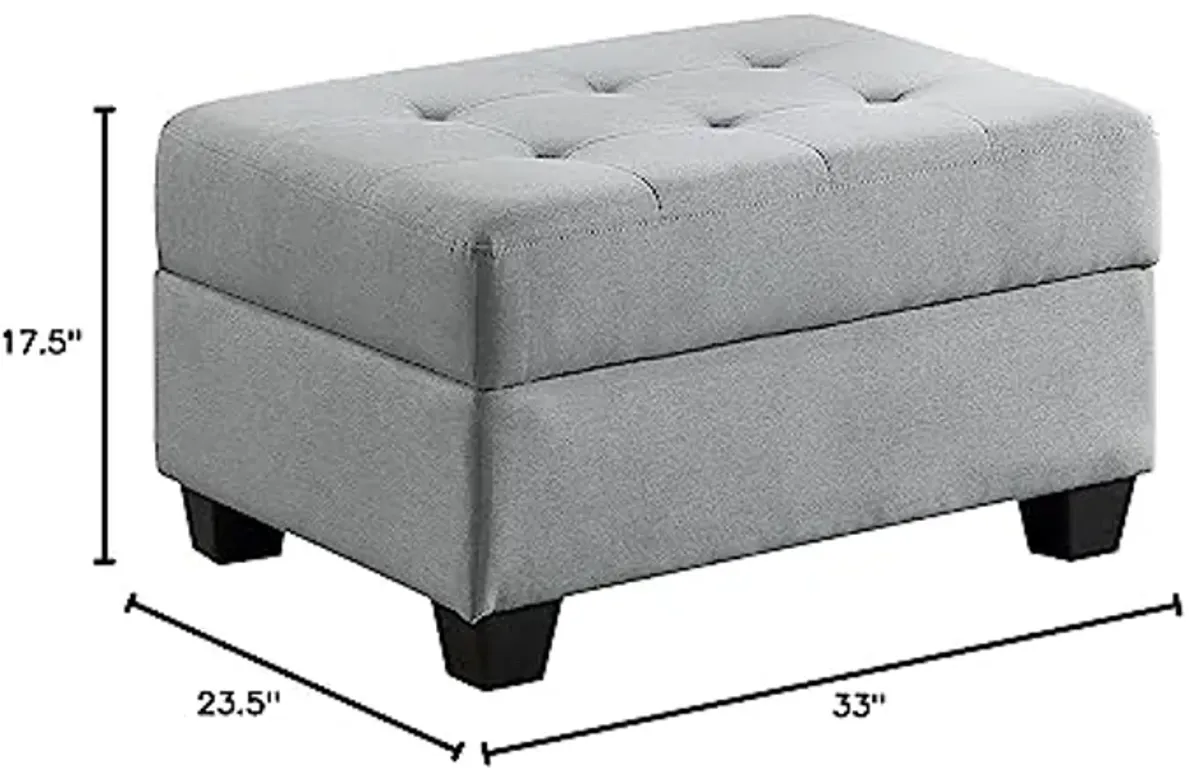 Lexicon Gracelyn Fabric Storage Ottoman, Light Gray