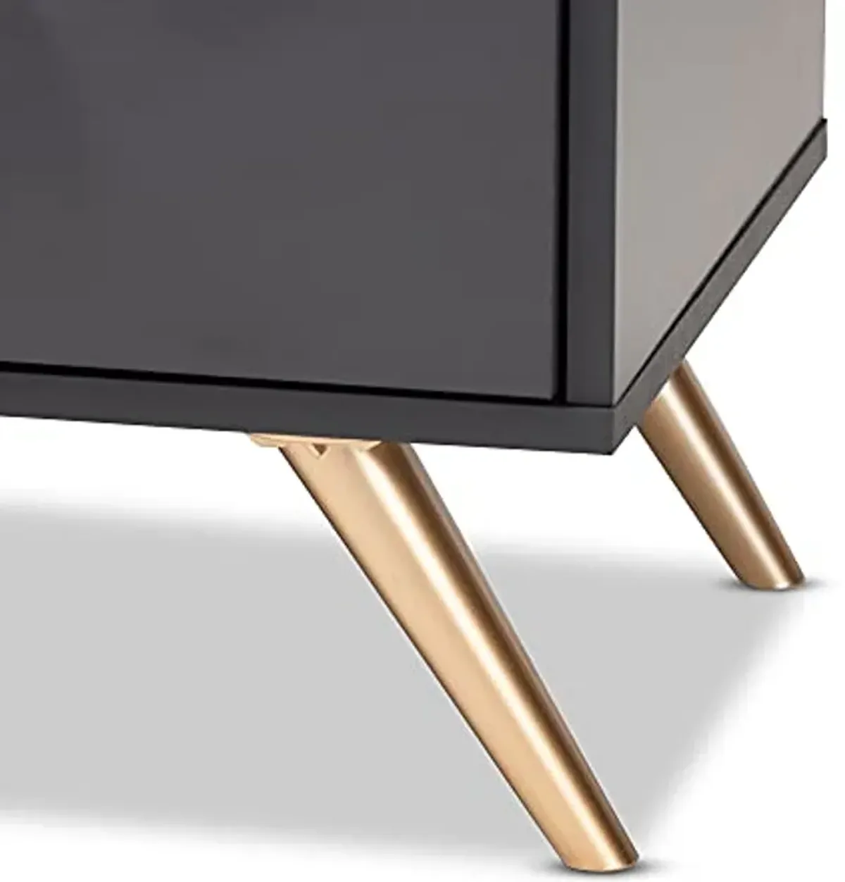 Baxton Studio Kelson Modern and Contemporary Dark Grey and Gold Finished Wood 2-Drawer Nightstand