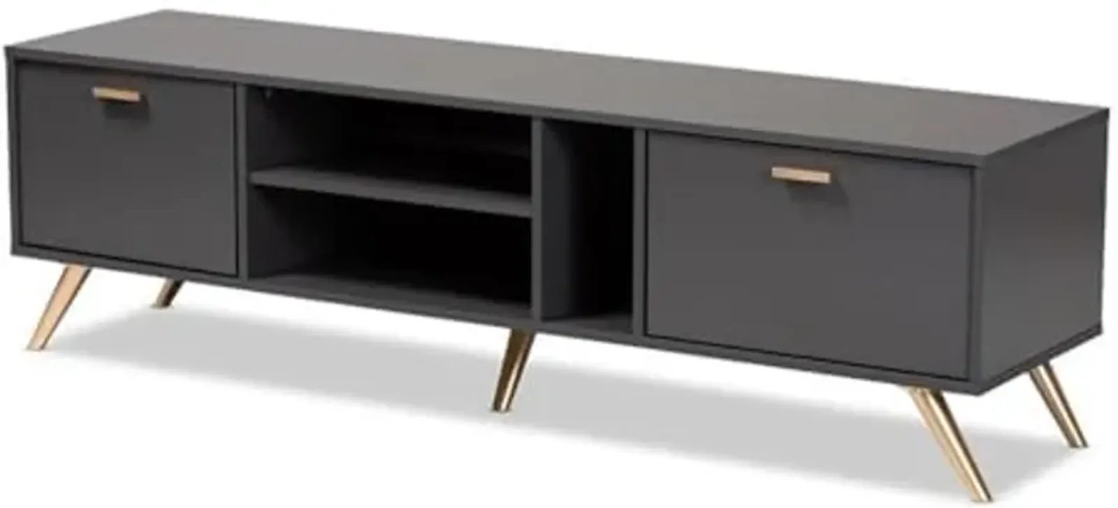 Baxton Studio Kelson TV Stand, Dark Grey/Gold