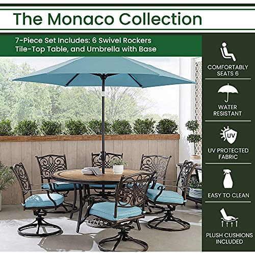 Hanover Monaco 7Piece Outdoor Patio Dining Set, 6 Cushioned Swivel