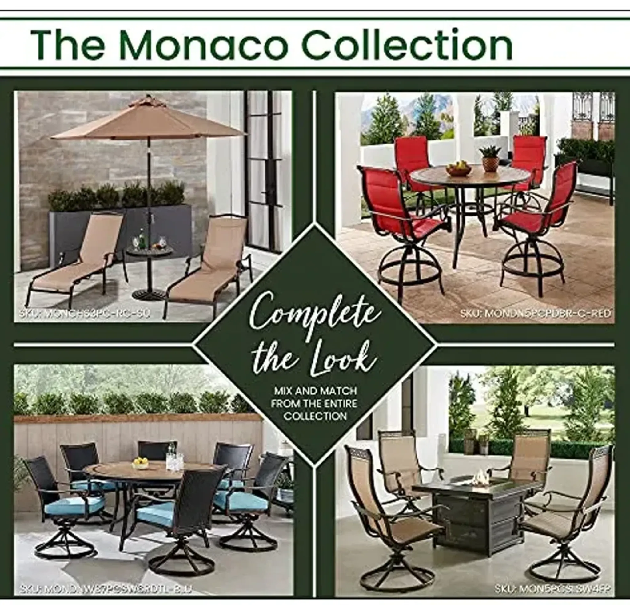 Hanover Monaco 7 Piece Outdoor Patio Dining Set 6 Cushioned Wicker Back ...