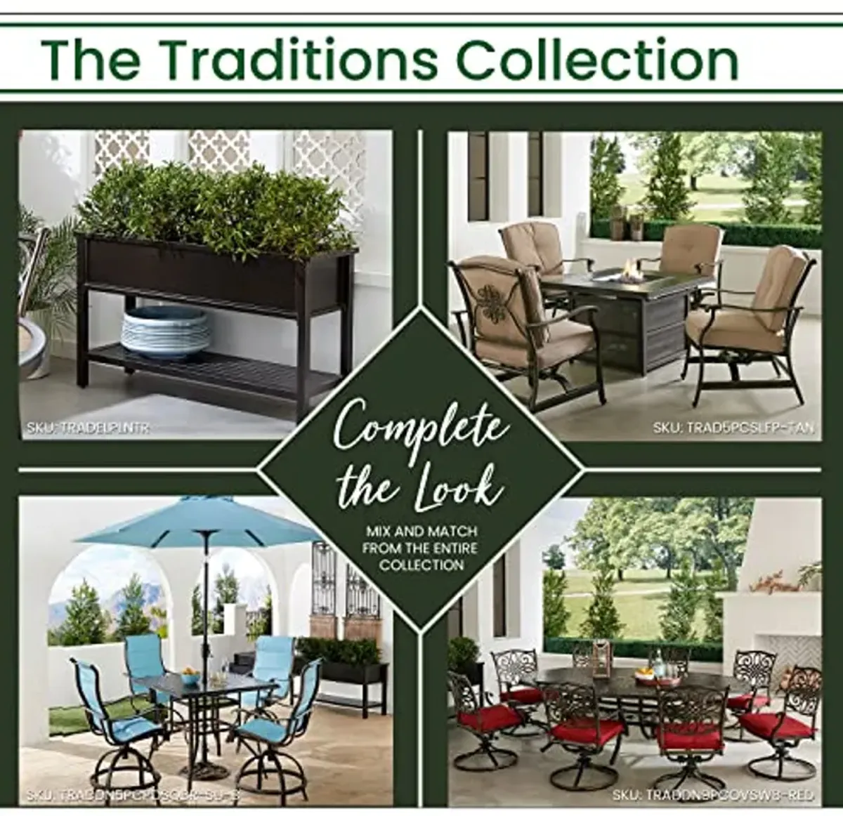 Hanover Traditions Outdoor Patio 50" Slat Top Console Table, 2 Shelf, Brushed Bronze Finish, Rust-Resistant, All-Weather