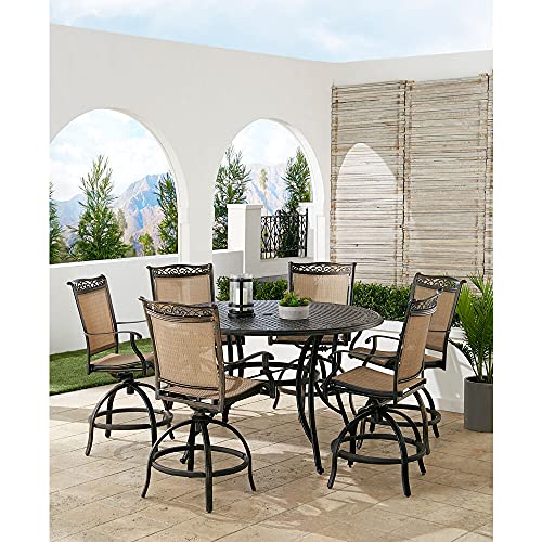 Hanover Fontana 7Piece Outdoor HighDining Patio Set, 6 Sling Swivel