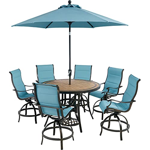 Hanover Monaco 7Piece Outdoor High Dining Patio Set, 6 CounterHeight