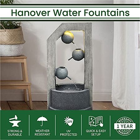 40-in. 3-Tier Modern Art Indoor or Outdoor Garden Fountain with LED Lights for Patio, Deck, Porch