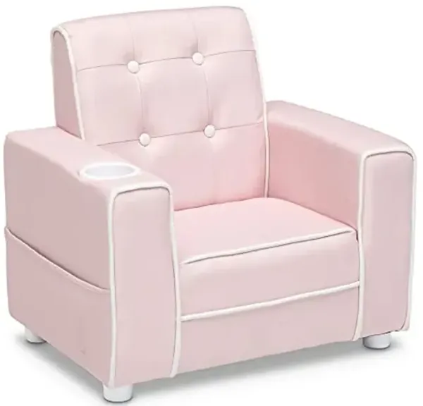 Delta Children Chelsea Kids Upholstered Chair with Cup Holder, Pink