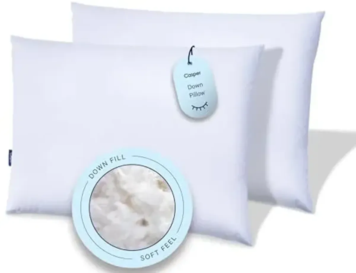 Casper Sleep Down Pillow for Sleeping, King, White, Two Pack