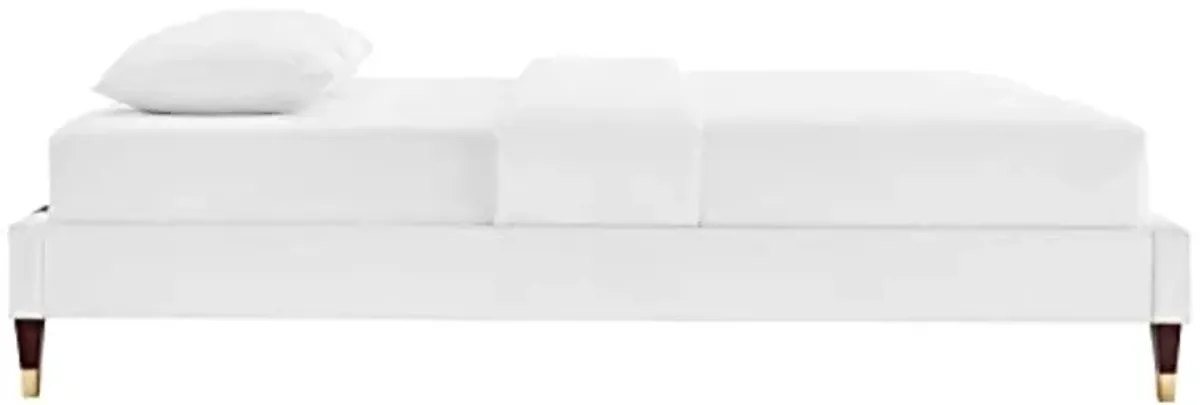 Modway Harlow Full Performance Velvet Platform Bed Frame in White