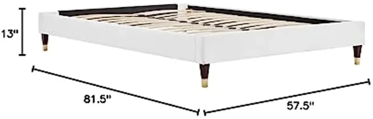 Modway Harlow Full Performance Velvet Platform Bed Frame in White