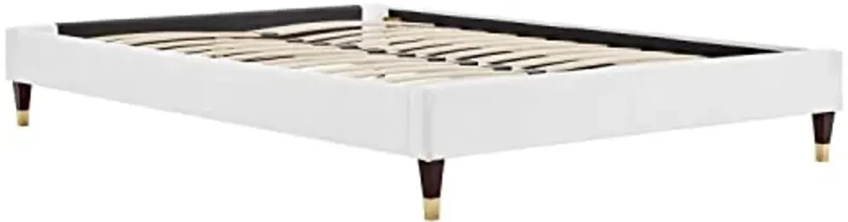 Modway Harlow Full Performance Velvet Platform Bed Frame in White