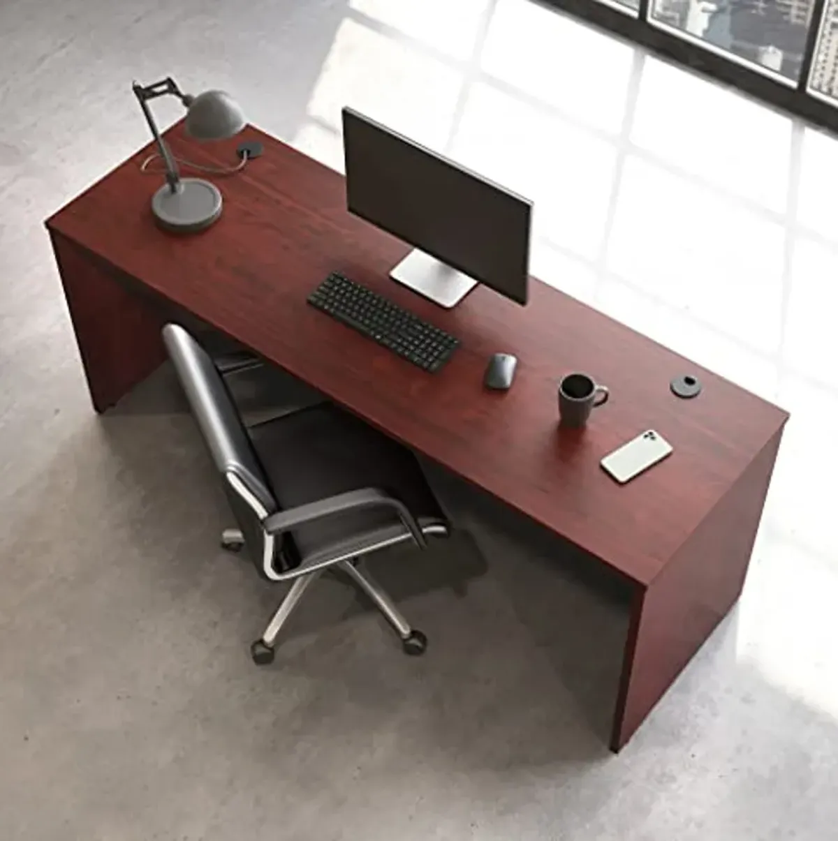 OfficeWorks by Sauder Affirm 72'' x 24'' Commercial Office Desk, L: 71.10'' x W: 23.47'' x H: 29.29'', in Classic Cherry Finish