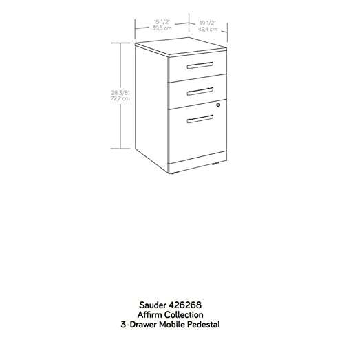 OfficeWorks By Sauder Affirm 3 Drawer Mobile File, L: 15.55" X W: 19.45 ...