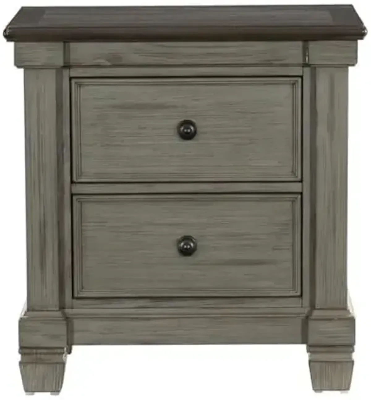 Homelegance Lexicon Weaver 2 Dovetail Drawers Wood Nightstand in Antique Gray