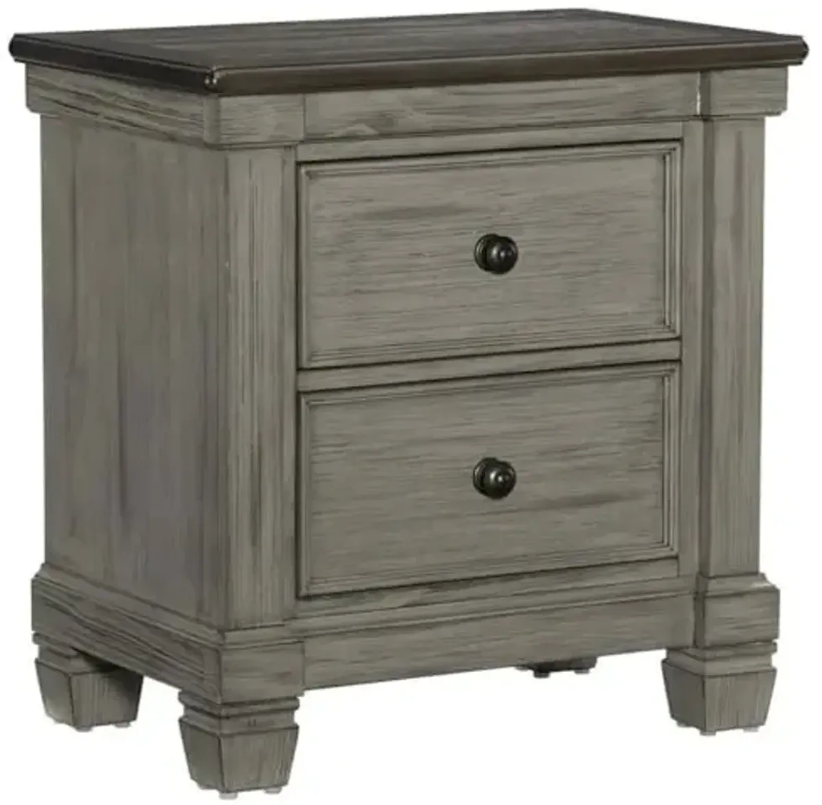 Homelegance Lexicon Weaver 2 Dovetail Drawers Wood Nightstand in Antique Gray