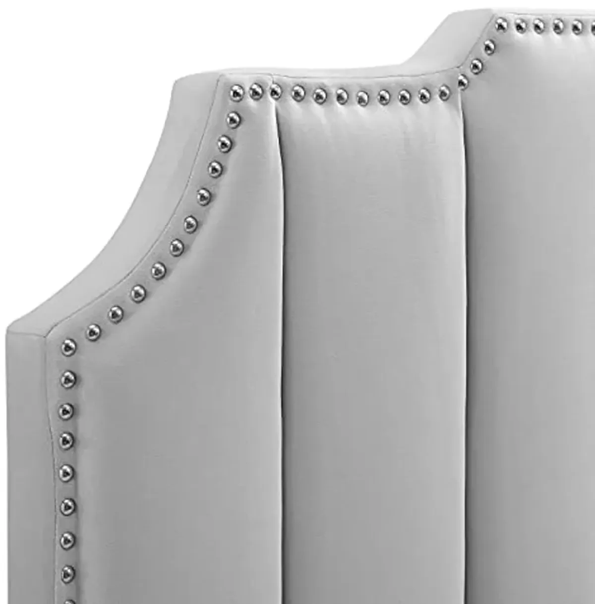 Modway Rosalind Channel Tufted Performance Velvet Headboard, Full/Queen, Light Gray