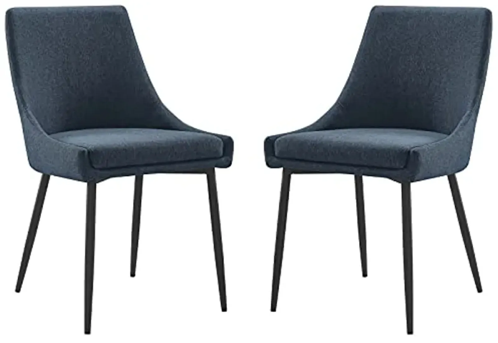 Modway Viscount Upholstered Fabric Side Dining Chairs in Black Azure - Set of 2