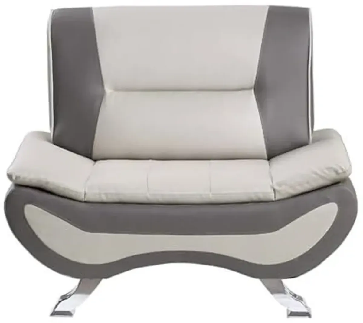 Lexicon Veloce Faux Leather Accent Chair in Beige and Gray