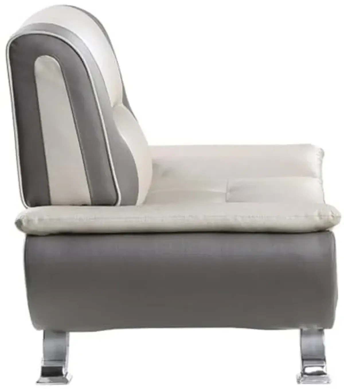 Lexicon Veloce Faux Leather Accent Chair in Beige and Gray