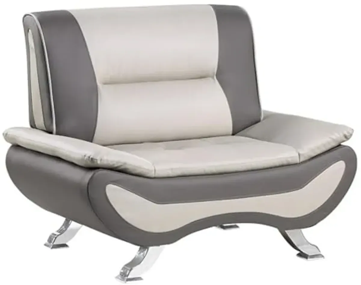 Lexicon Veloce Faux Leather Accent Chair in Beige and Gray