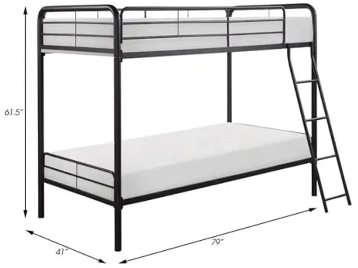 Homelegance Lexicon Lunar 79" Contemporary Metal Twin Over Twin Bunk Bed in Dark Bronze
