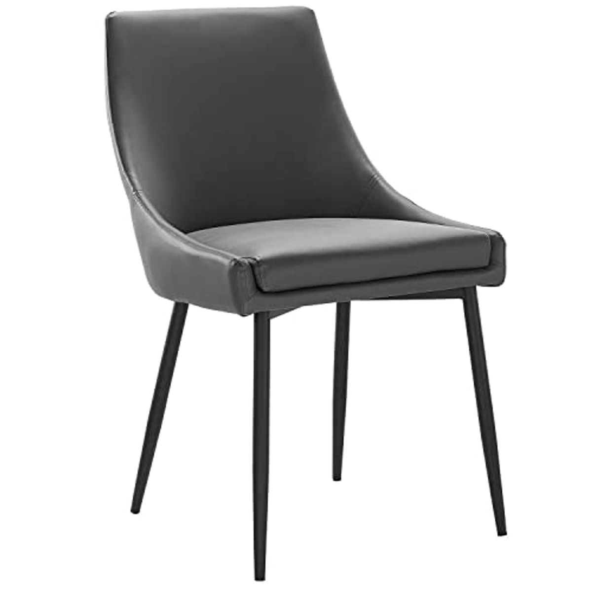 Modway Viscount Vegan Leather Dining Chairs - Set of 2, Black Gray